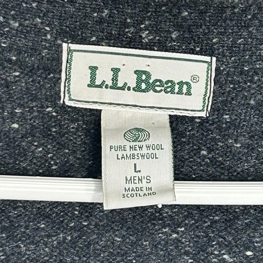 Vtg LL Bean 90s Men's Gray 100% Wool Argyle Vest Scotland 5-Button Large V-Neck